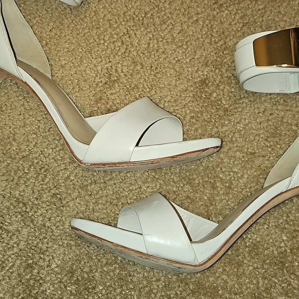 Marciano Elegant White High Heels with Gold Accents - Picture 9 of 12